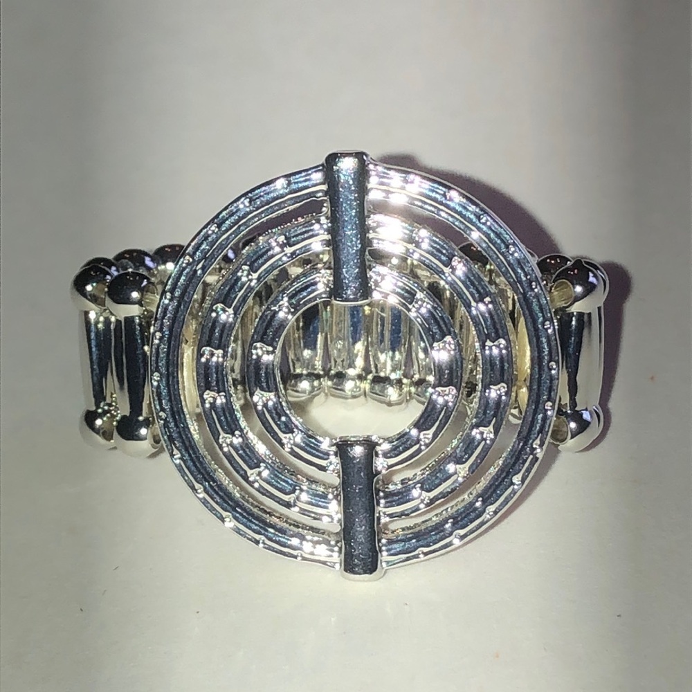 Silver Tone Concentric Circle Boho Statement Ring